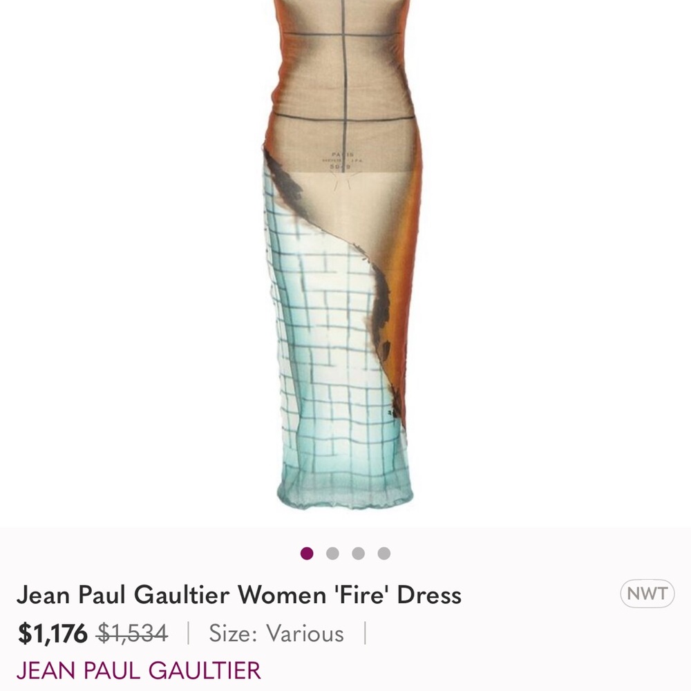 Jean Paul Gaultier Asymmetrical Dress in Beige and Blue - Picture 6 of 6